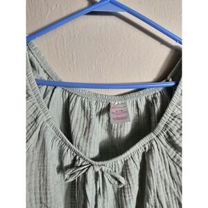 No Boundaries Crop Top Gauze Peasant Tie Front Short Sleeve Sage Juniors M (7-9)